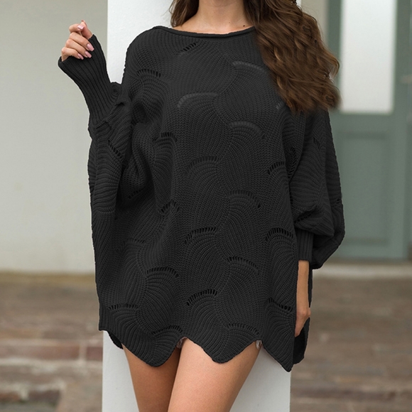 Blue Openwork Knit Top - Picture 7 of 11